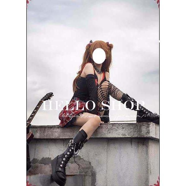新世紀エヴァンゲリオン 風 同人 アスカ ラングレー コスプレ 衣装 ウィッグ 靴 道具別売り