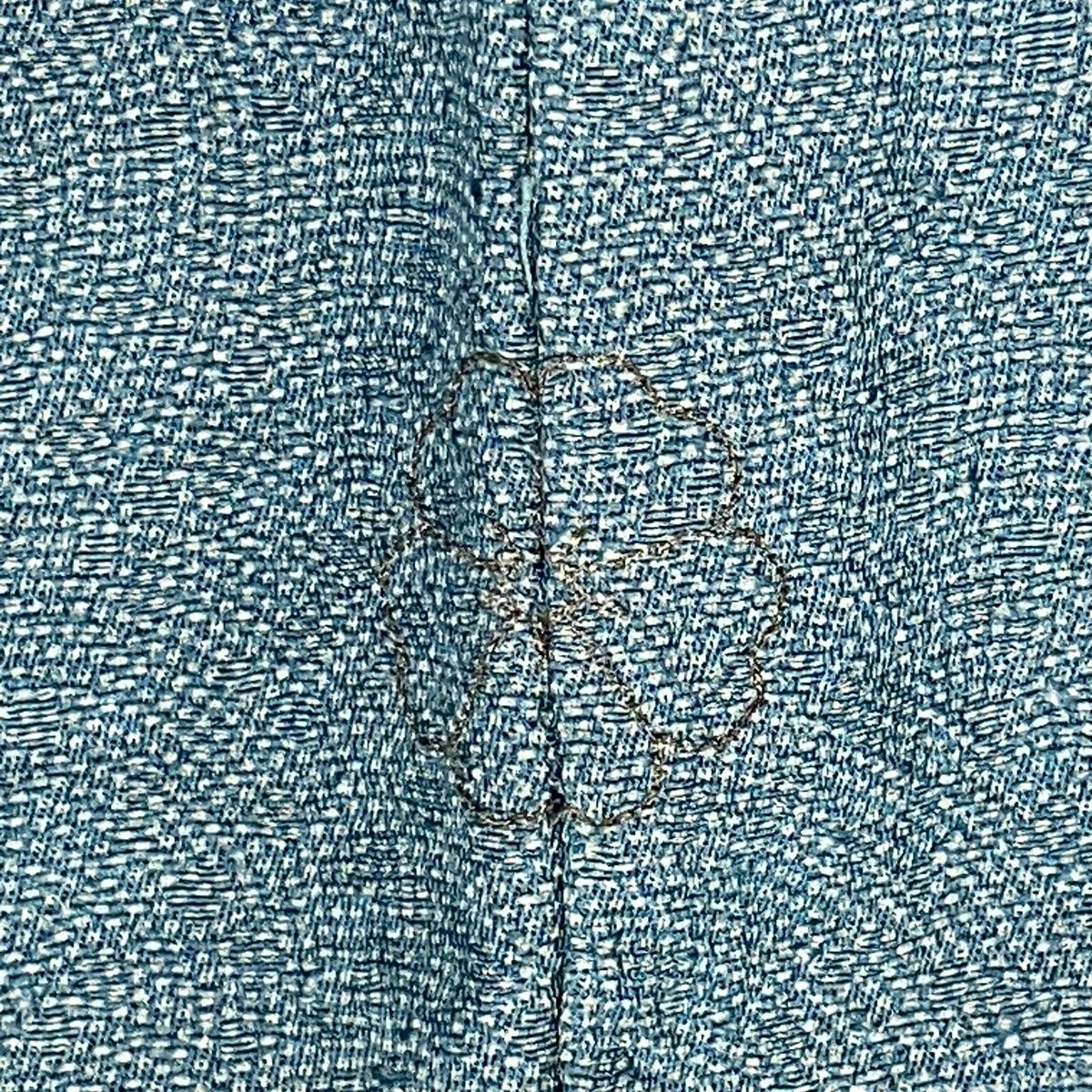 江戸小紋 身丈155.5cm 裄丈62cm S 袷 落款 鮫 青灰色 正絹 名品 一つ紋