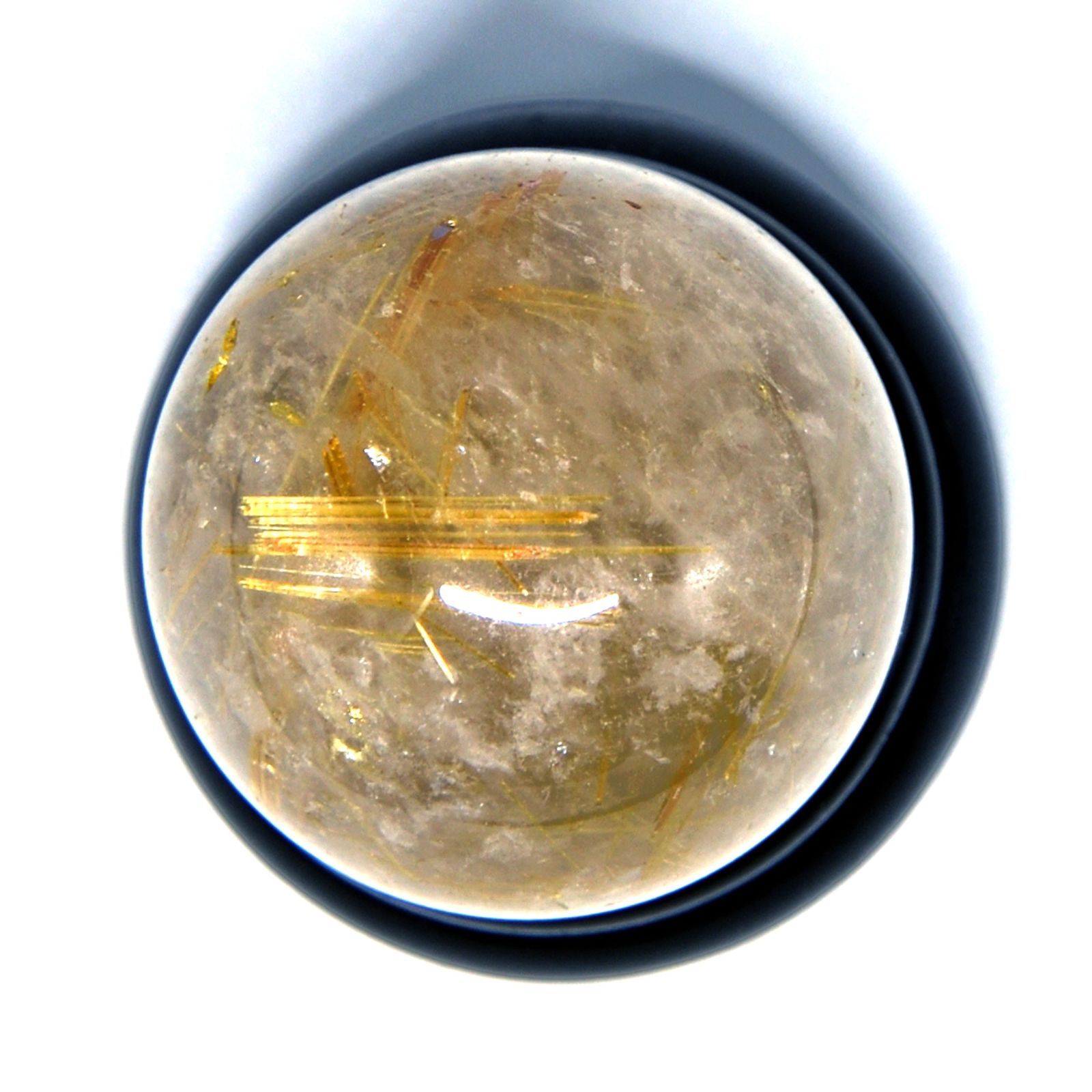 ルチルクォーツ 20.5mm丸玉 台座付き ☆パワーストーン スフィア