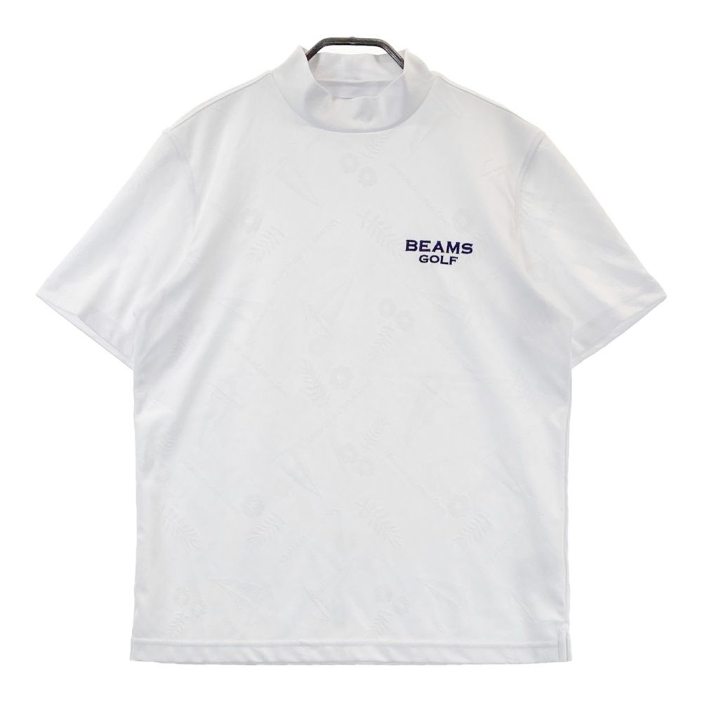 サイズ M BEAMS GOLF ビームスゴルフ 2025年モデル ハイネック 半袖Tシャツ 総柄 ホワイト系 240101447742 ゴルフウェア メンズ ストスト