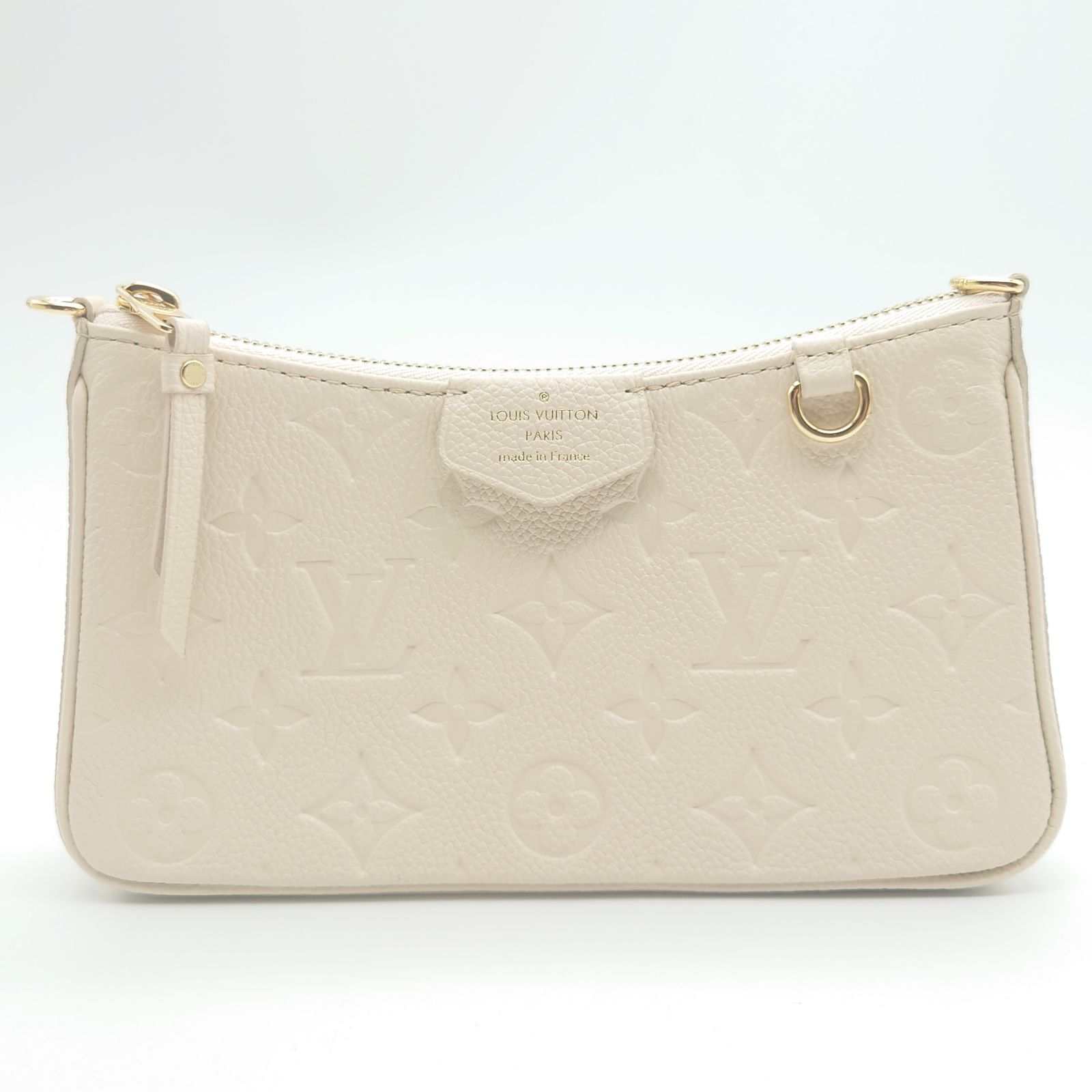 ルイヴィトン Louis Vuitton LV モノグラムアンプラント ポーチバッグ ロゴデザイン 2WAY ハンド ショルダー 肩掛 コンパクト ミニ ホワイト ゴールド レザー M81066 レディース AB品 当店通常価格209800円