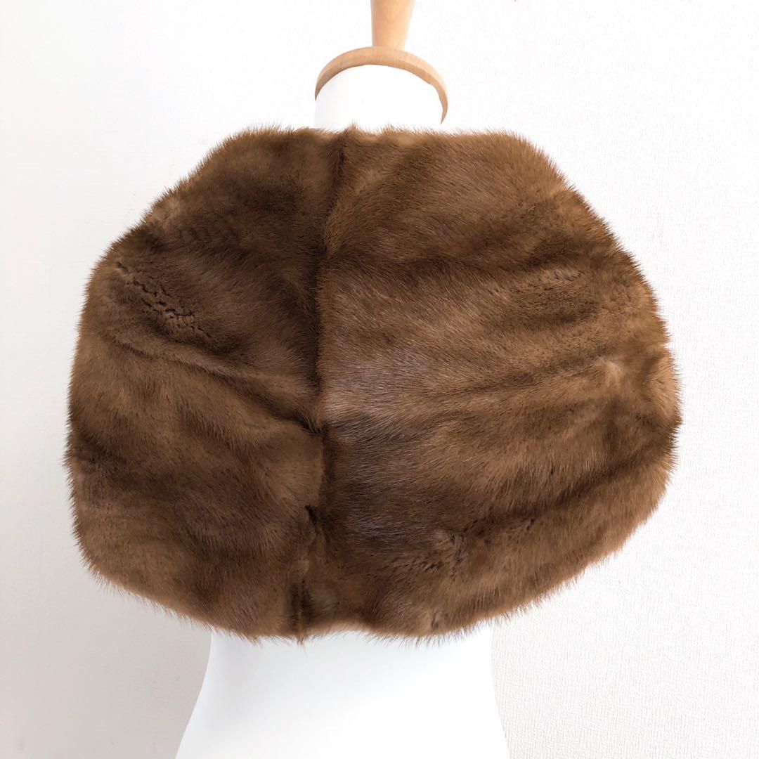 極美品 毛皮 ミンク リアルファー マフラー ブラウン ストール 成人式