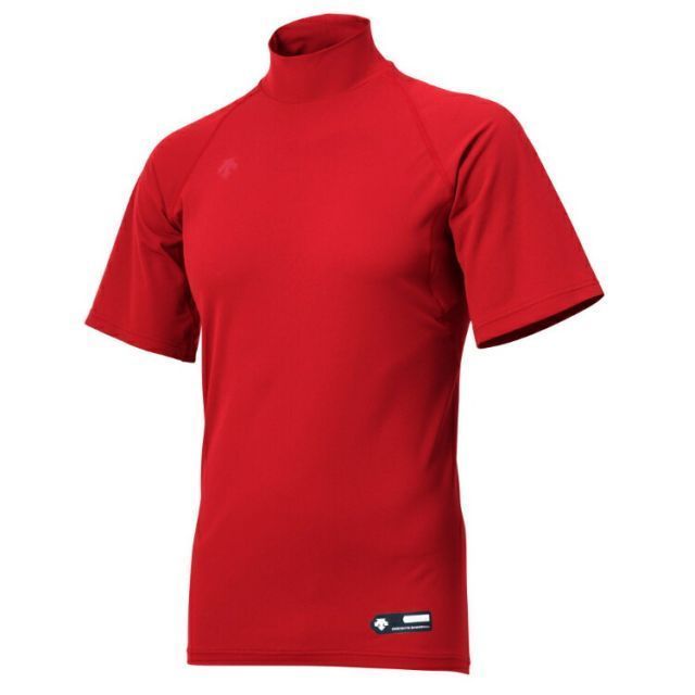 DESCENTE デサント ハイネック半袖アンダーシャツ レッド Oサイズ STD-720B RED | スポーツ スポーツ用品 野球 ベースボール ベースボールウェア トレーニングウェア インナー ハイネック 半袖 ア