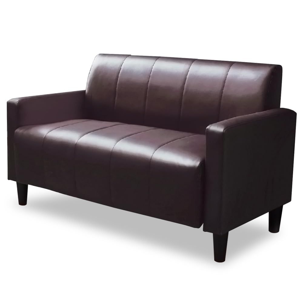 高さ12cm ロボット掃除機も通れる 幅113cm かんたん組立 2人掛け 1人用にも ブラウン ソファ レザー アイリスプラザ PVS-2P