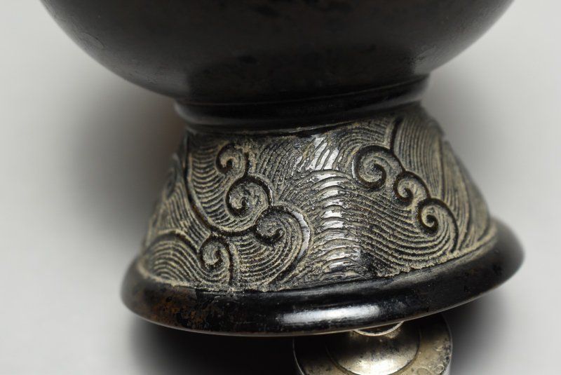 蔵A 5031 時代 銅造 曽呂利瓶 一輪花生け 遠州流家元 品 木彫フィギュア 金属工芸 