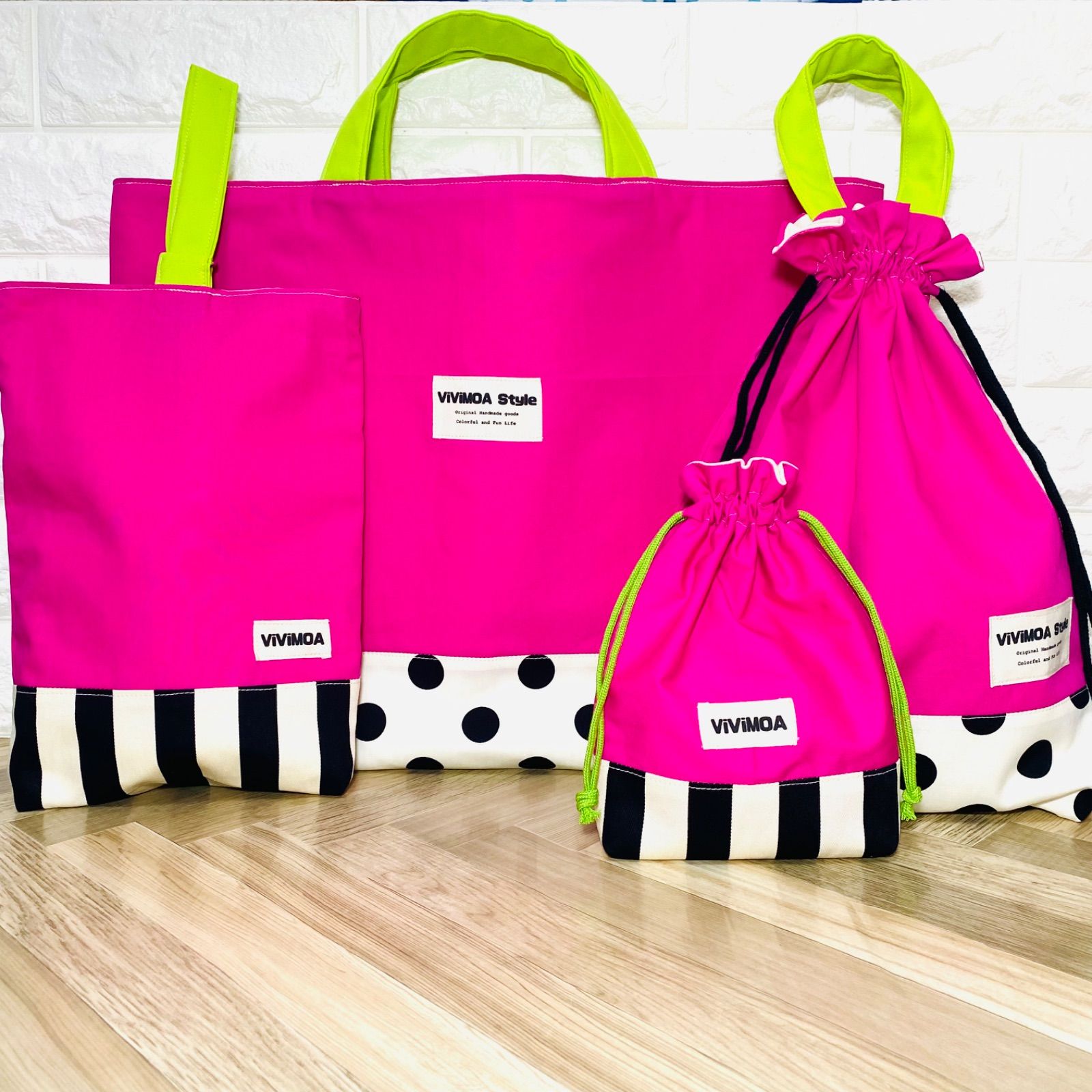 セ8　入園入学準備ピンクスpinks手提げレッスンバック上履き入れ体操服袋女の子 セ4 入園入学準備ピンクスpinks手提げレッスンバック上履き入れ体操服