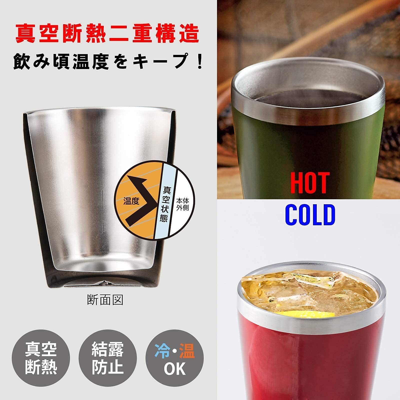 小倉陶器 真空断熱 ステンレスタンブラー 360ml 保温 保冷 二重構造 コンビニコーヒーカップ マグ (シルバー) 約φ8.5×h10.7cm