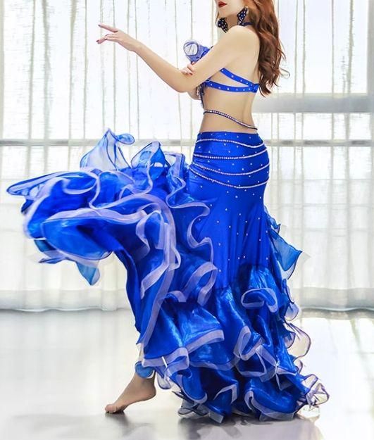 ベリーダンス衣装 ブラスカートセット オレンジ系 花 オーダーメイド