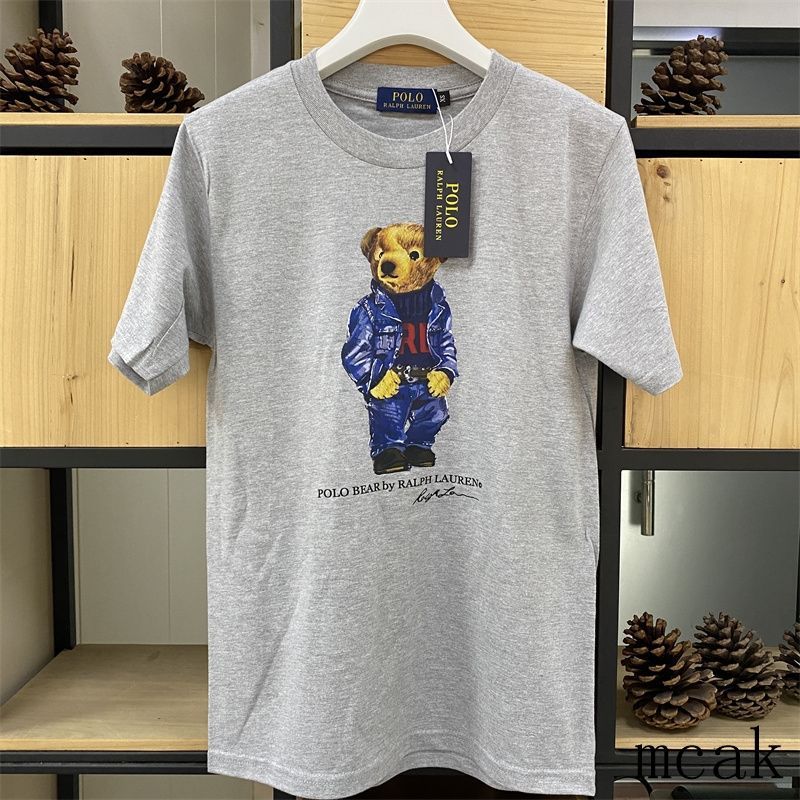 新品 RALPH LAUREN ラルフローレン Poloベアをあしらった柔らかなジャージーTシャツ グレー