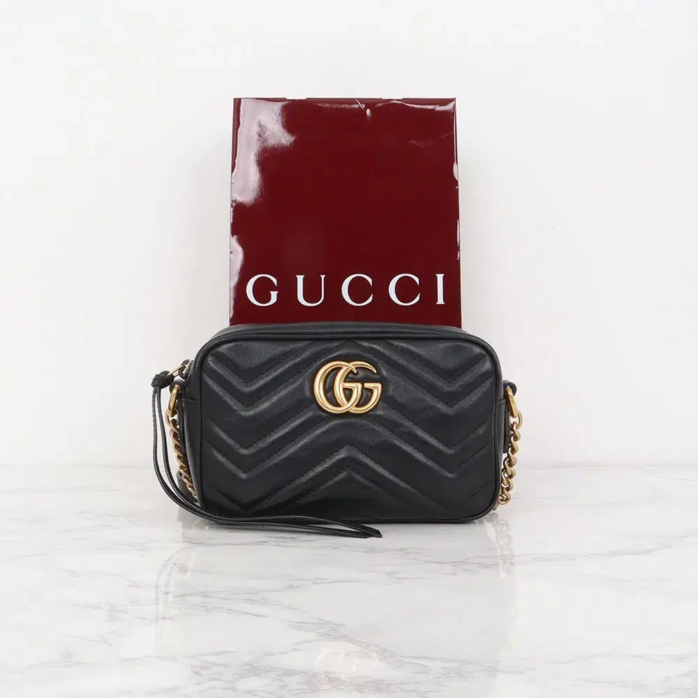 GUCCI グッチ GG マーモント マトラッセ ミニ クロスバッグ ブラック 448065