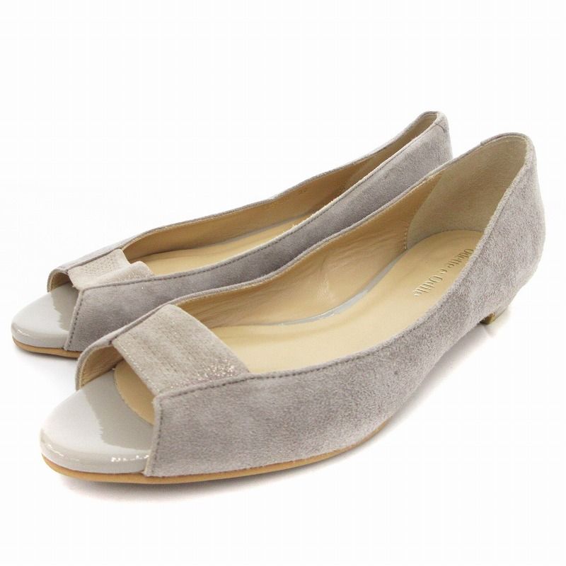 あい様 新品 オデットエオディール オープントゥ 本革 エナメル ローパンプス オデットエオディール Odette e Odile アローズ オープントゥ