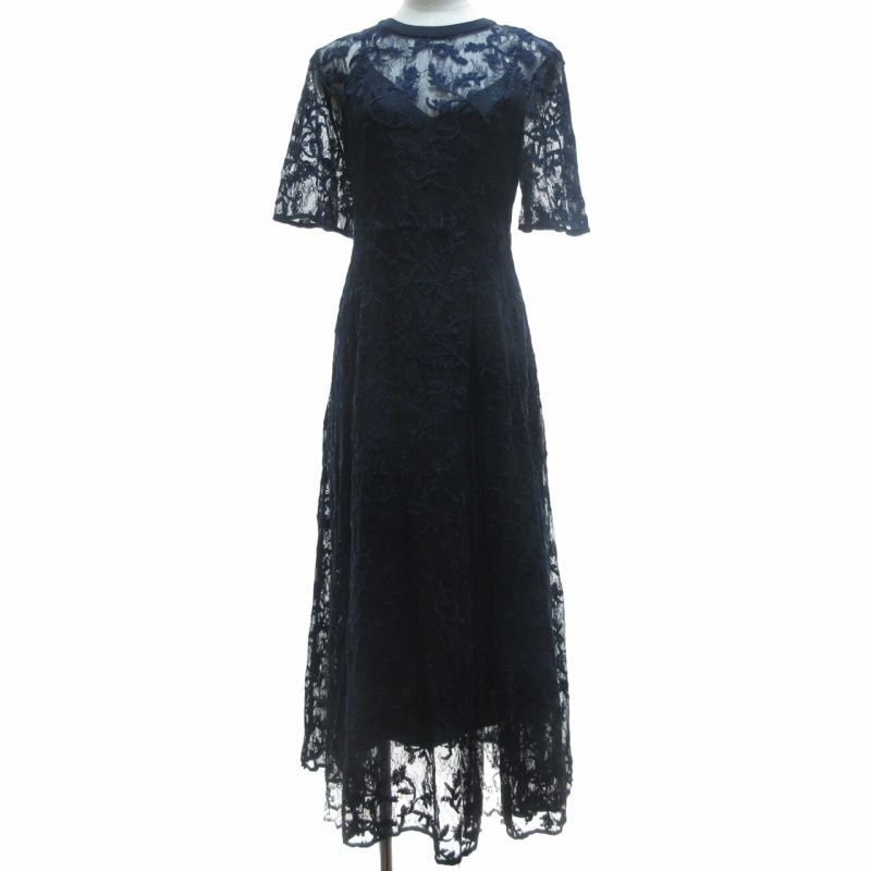 スナイデル SNIDEL 美品 19AW レースエンブロイダリプリーツドレス 