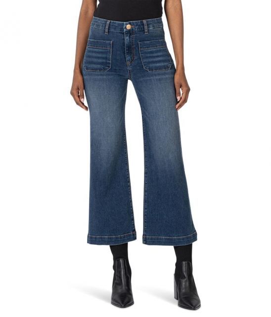 【送料無料】 カットフロムザクロス レディース デニムパンツ ボトムス Meg High Rise Wide Leg W Patch Pockets Reg Hem Dandle