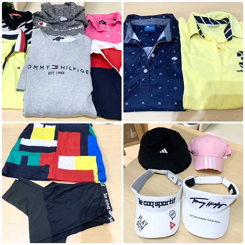 ゴルフウェア ワンピ ベルト サンバイザーなど まとめ15点 大量 レディース サイズMIX FIDRA アディダス トミーヒルフィガー マリクレール ルコック PING チャンピオン