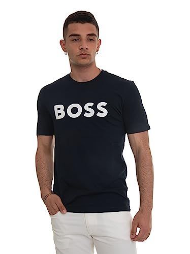 ダークブルー_S [ボス] ラバープリント ロゴ コットンジャージー Tシャツ メンズ S ダークブルー