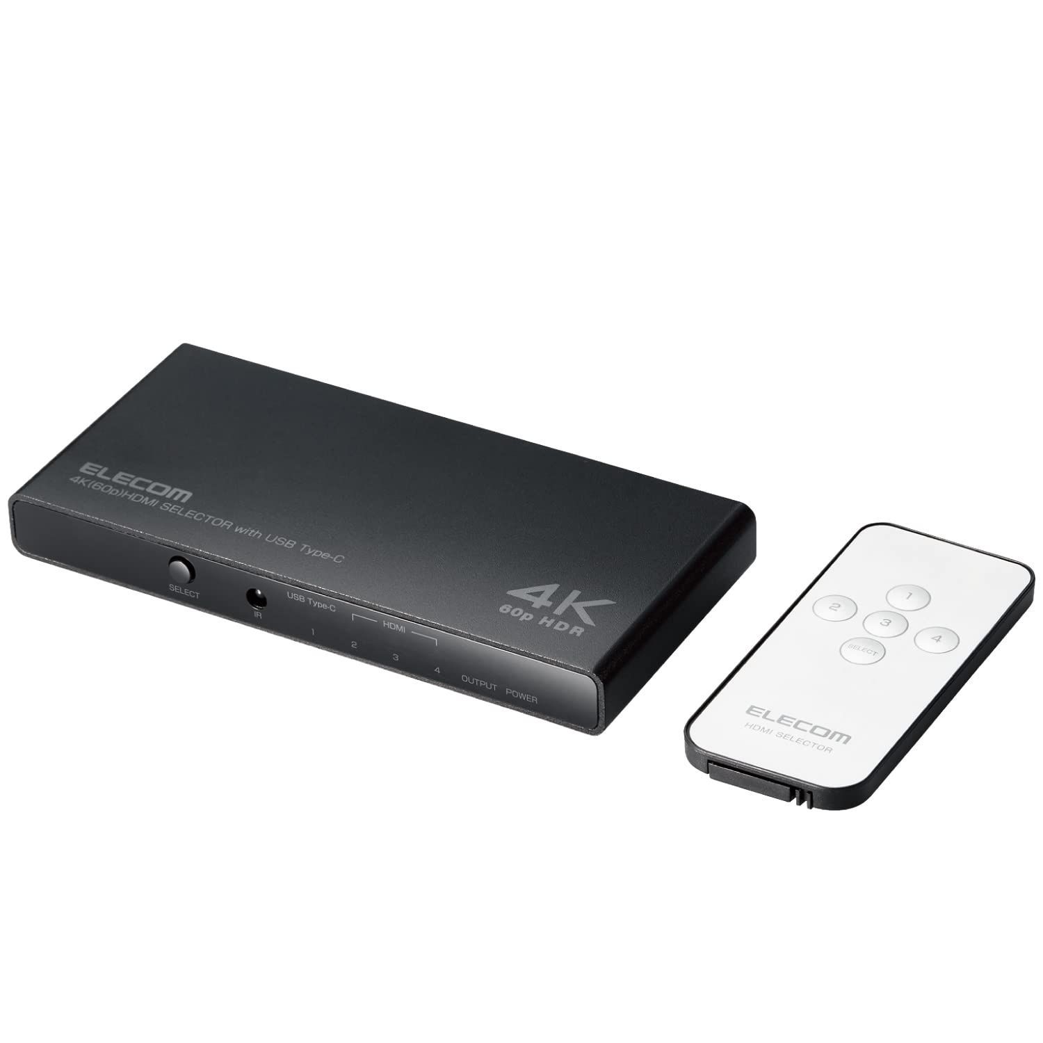 【新着商品】エレコム HDMI切替器 4K60Hz対応 4入力(HDMI×3+USB-C)1出力 専用リモコン付 【 PS5 / PS4 / Nintendo Switch 】 専用ACアダプター付き ブラック DH-SW4KC41BK