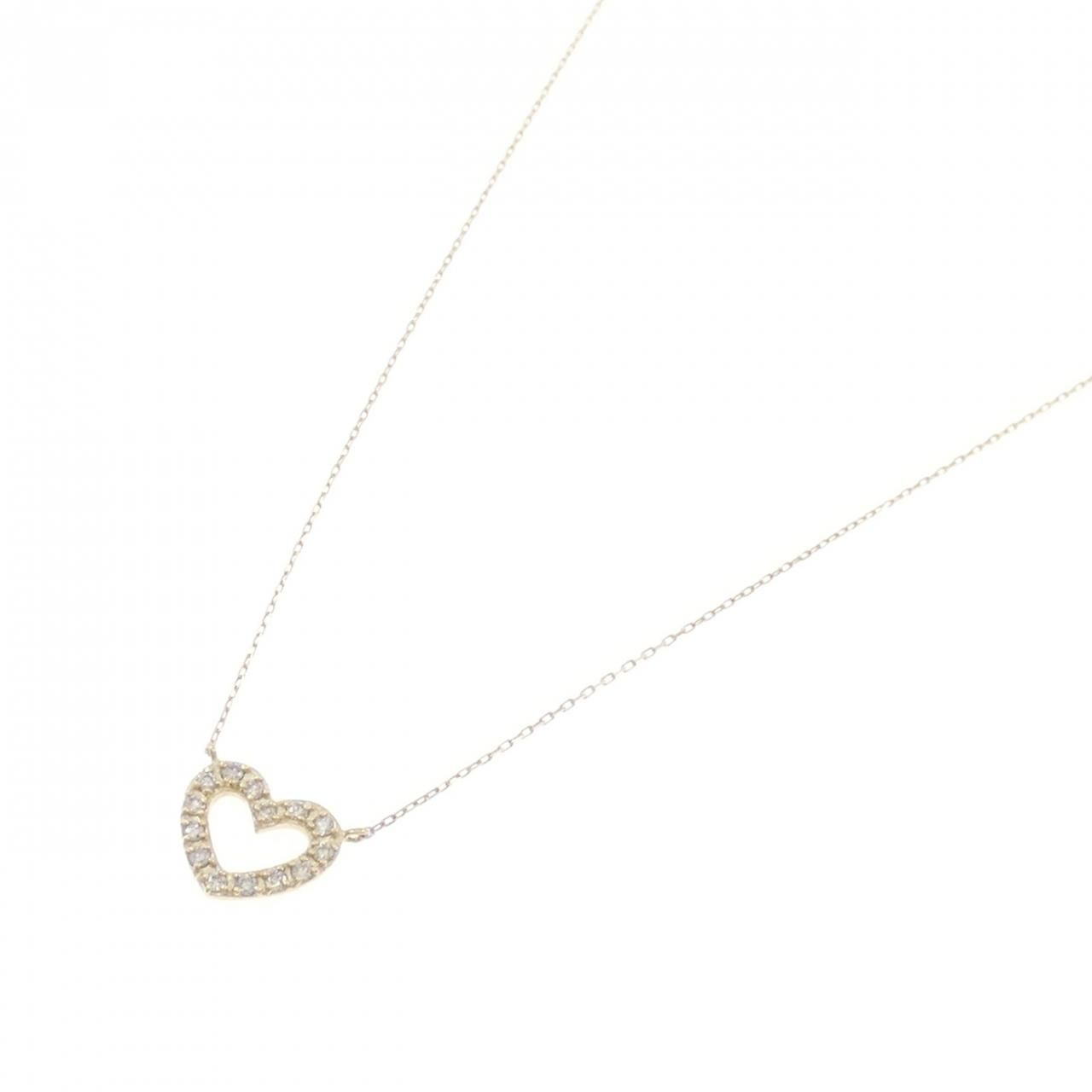 綺麗！輝き天然ダイヤモンド0.10ct  ハート k14WGペンダント 美品！ ネックレス K10WG ホワイトゴールド オープンハート