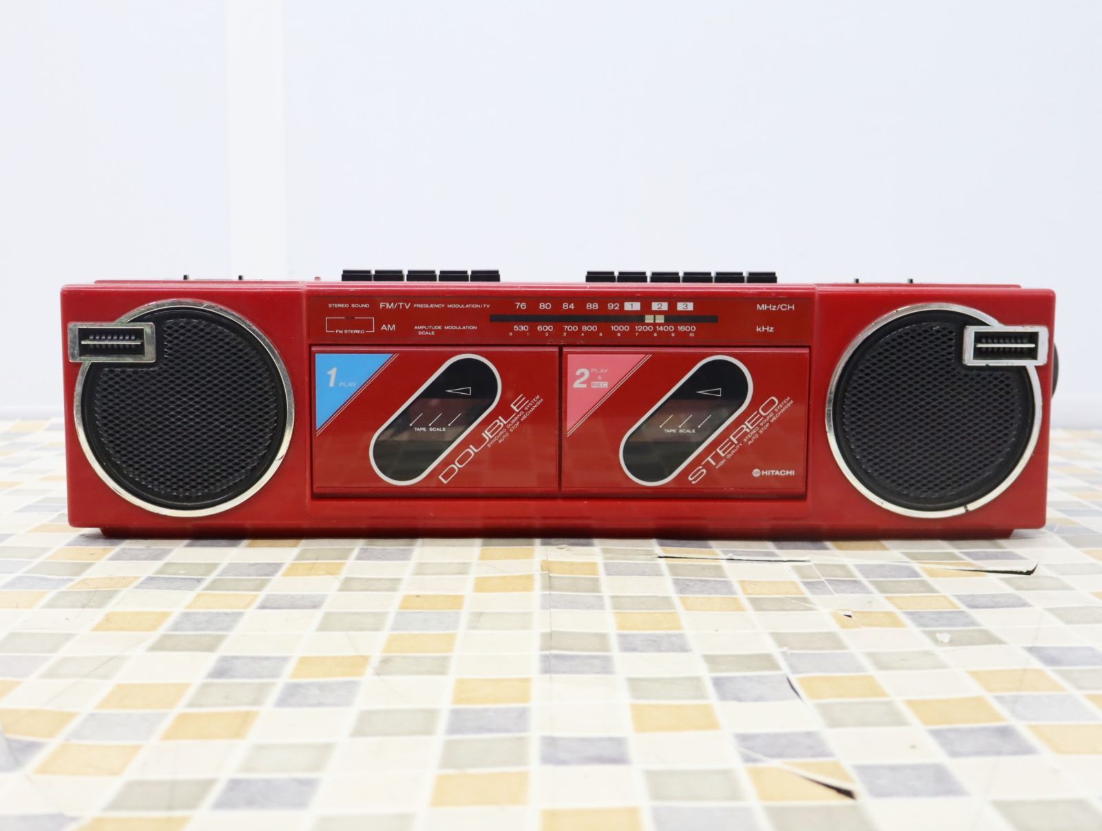 HITACHI、ラジカセ、TRKー7600、中古 HITACHI TRK-7600 FM AM ステレオカセットレコーダーレトロ