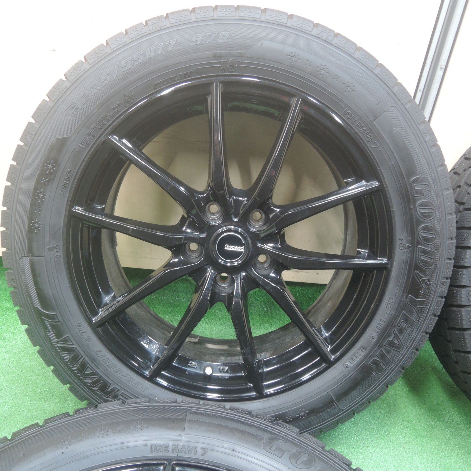 *送料無料* バリ溝！21年！キレイ！9.5分★スタッドレス G.speed 225/55R17 グッドイヤー アイスナビ7 Gスピード 17インチ PCD114.3/5H★4022104SYス