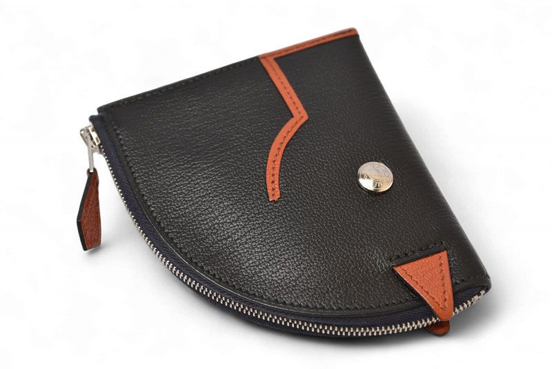エルメス コインケース ミニポーチ HERMES パドック ウォレット ブラック ブロンズドレ シルバー金具 シェブルミゾル Y刻印