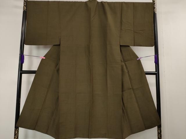 平和屋着物□極上 男性 髭紬 色無地 灰汁色 逸品 未使用 DZAB0106kh5 