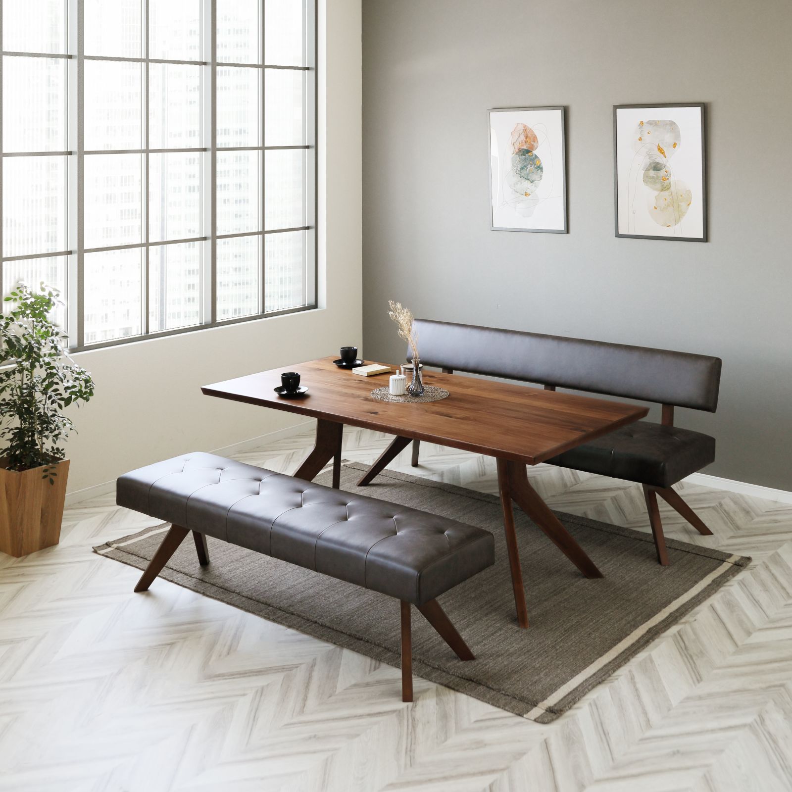 シギヤマ家具 LD セット ダイニングセット 180cm レブル 3点セット 