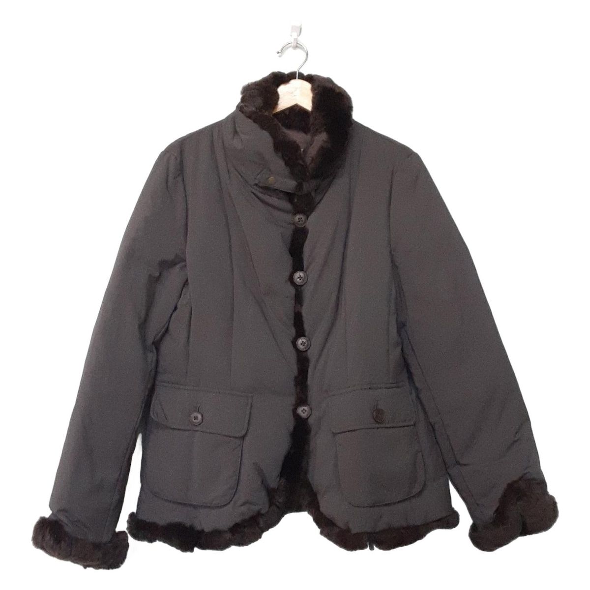 Scapa スキャパ ダウンコート サイズ42 L レディース - ダークグレー×ダークブラウン 長袖|ファー|冬