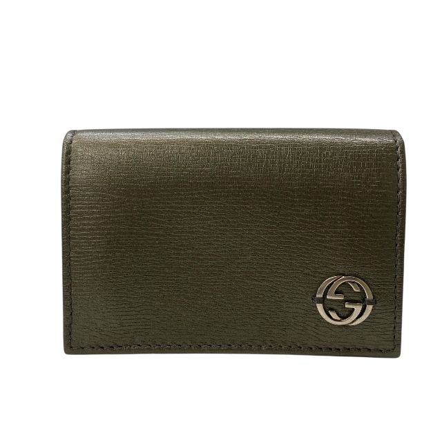 グッチ 名刺ケース カードケース 310598 0959 インターロッキング オリーブ系 GUCCI