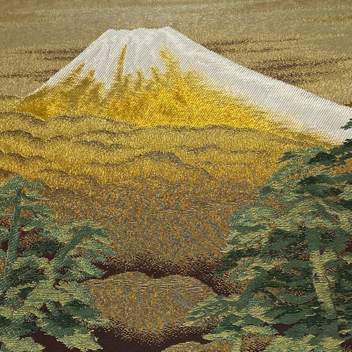 袋帯 美品 逸品 じゅらく 落款 横山大観 富士山 松 金糸 箔 茶紫 お太鼓柄 正絹 【中古】 - メルカリ