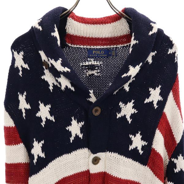 激レア✨ラルフローレン 星条旗 シルク混 ショールカラーケーブル