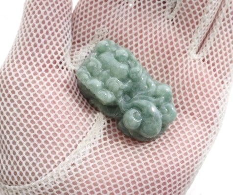 ひきゅう 翡翠 青緑 (42mm) 29g 鑑別証付き ひきゅう置物 風水