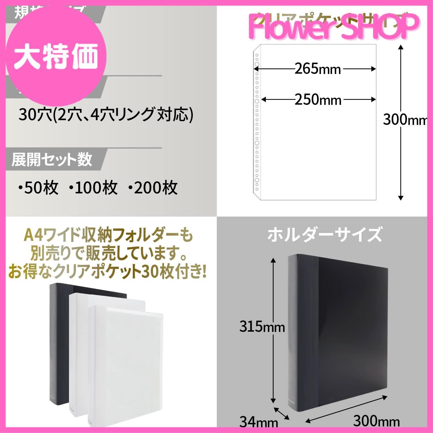 Ａ4ワイド 30穴 ファイル そこはかとない クリア (A4変形ワイド 雑誌 切り抜き クリアポケット) 文具