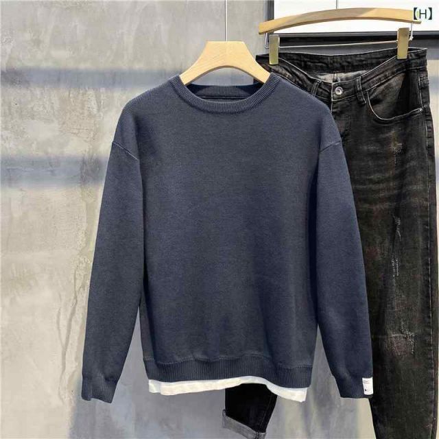 種類11：3XL/F：LR#Q7 ブラック 秋冬 コーデ メンズ  服 シンプル ファッション オシャレ 大人 かっこいい 大きいサイズ ストリート 紳士服  フェイク ツーピース セーター スリム ニット トップ OUTFITS７ この冬の本命アイテム「今っぽ」着こなしコーデ｜LOUNIE