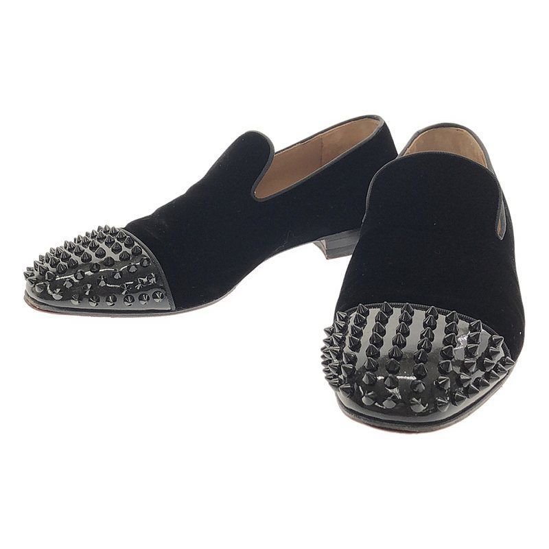 Christian Louboutin / クリスチャンルブタン | SPPOKY ベルベット パテントレザー スパイクスタッズ スリッポンシューズ | 42 | メンズ