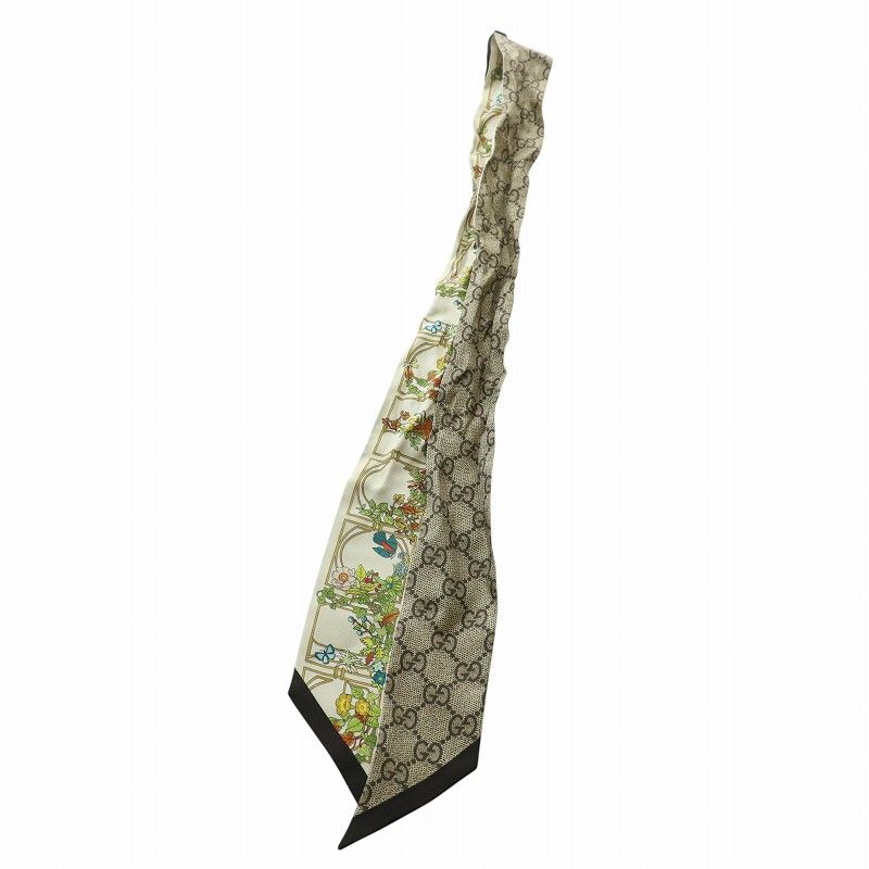 グッチ GUCCI スカーフ ネックボウ 絹 シルク アニマル フローラル GG