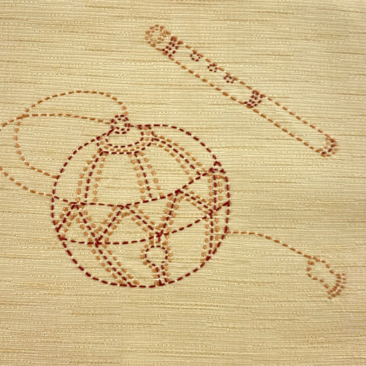 平和屋着物◎内山晴祥 手描き 塩瀬 九寸名古屋帯 笹竹文 金彩 正絹