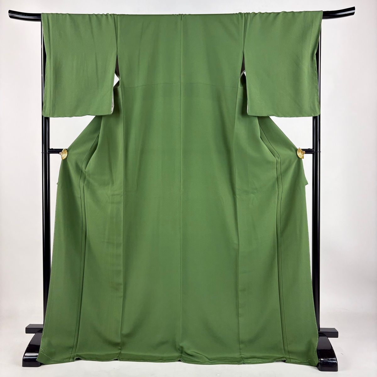 色無地 身丈175cm 裄丈68cm L 袷 落款 緑 正絹 秀品