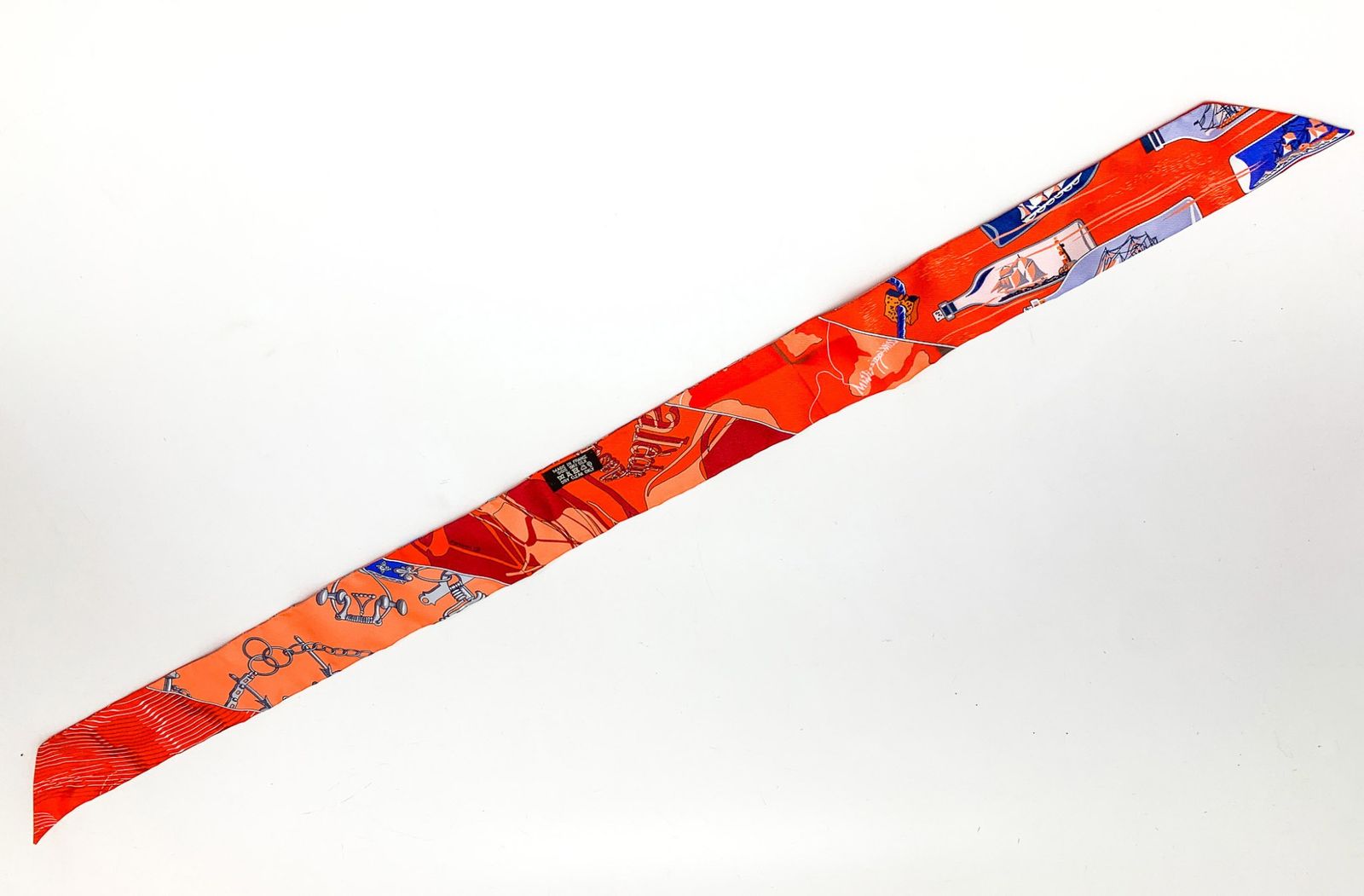 HERMES エルメス オレンジ系 カレーシュ ハミとボトル シルク ツイリー