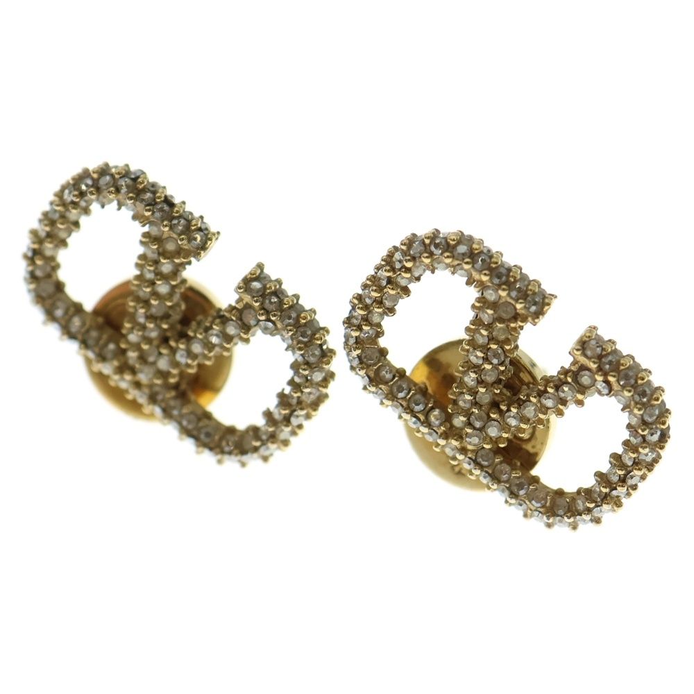 VALENTINO ヴァレンティノ ロゴラインストーン ピアス イヤーアクセサリー ゴールド GP