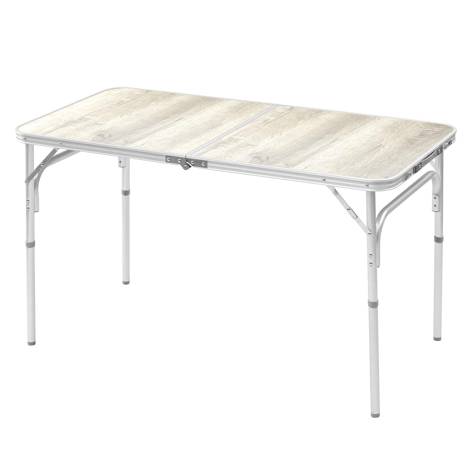 キャンパーズ 山善 アウトドア テーブル キャンプ アウトドア 熱 水に強い 折りたたみ式 軽量 高さ調整 2段階 幅120×奥行60×高さ37.5 70cm ホワイト木目 YAT-1260 BWH