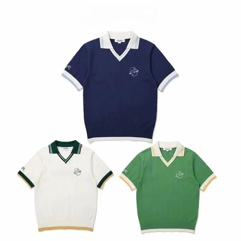 MALBON GOLF マルボンゴルフ MALBON レディース ストライプ ニット 半袖