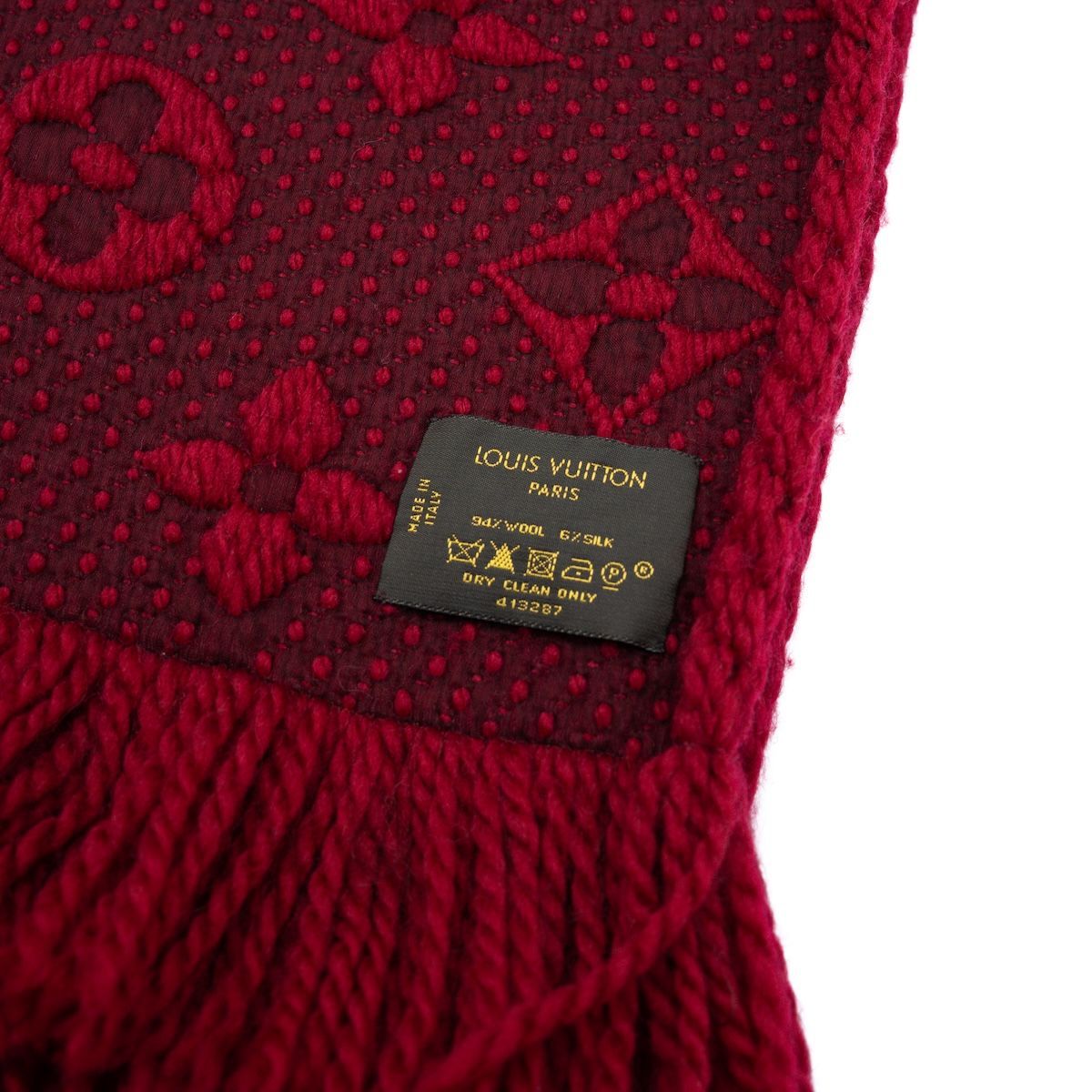 LOUIS VUITTON ルイヴィトン ウール シルク マフラー ピンク レッド エシャルプ ロゴマニア ニット □ルイ・ヴィトン□ ショール モノグラム 大判ストール シルク ウール