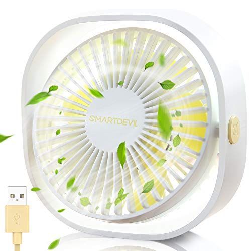 白 SmartDevil USB卓上扇風機 ミニ扇風機 360度角度調整 風量3段階調節 小型扇風機 USB扇風機 USBファン パワフル送風 USBデスクファンUSB接続 節電 熱中症対策 屋内 外用(白)