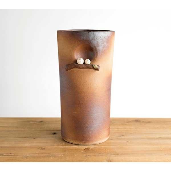 火色ふくろう枝のり傘立て 日本製 信楽焼 B155-04 ※陶器,陶製,個性的