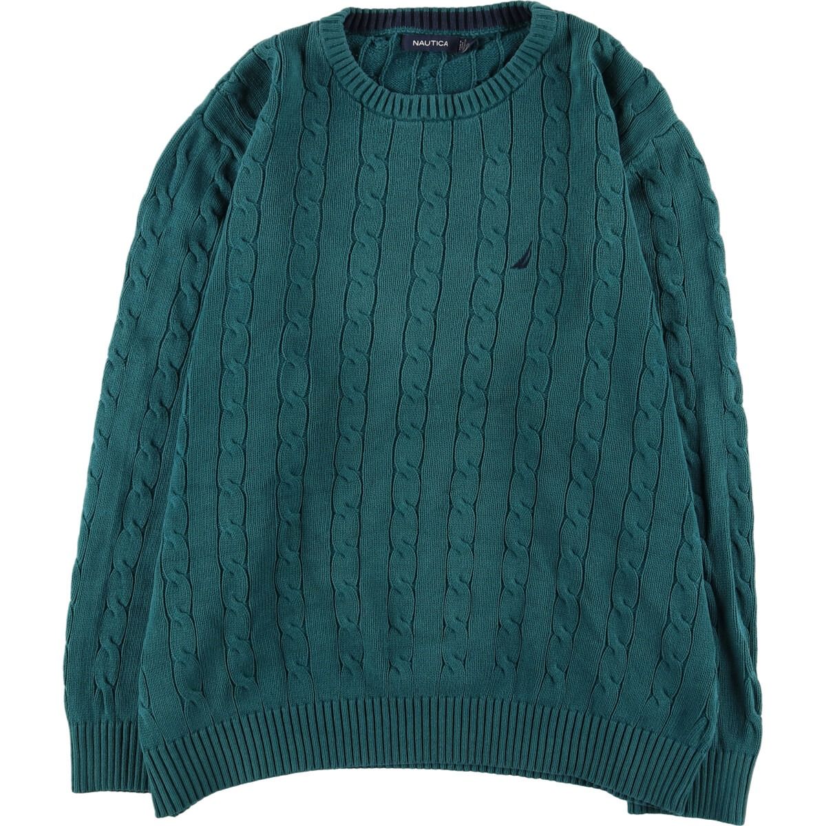 古着 ノーティカ NAUTICA ケーブル編み コットンニットセーター