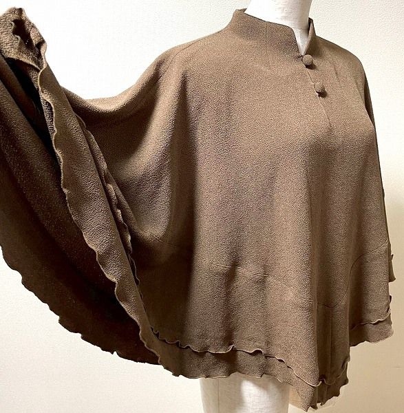 anc シセンドウ ヒトシタムラ 詩仙堂 HITOSHI TAMURA カットソー 茶 ちりめん ポンチョ風 フリル レディース 967331 SIROKUMA-CORPORATION_COM