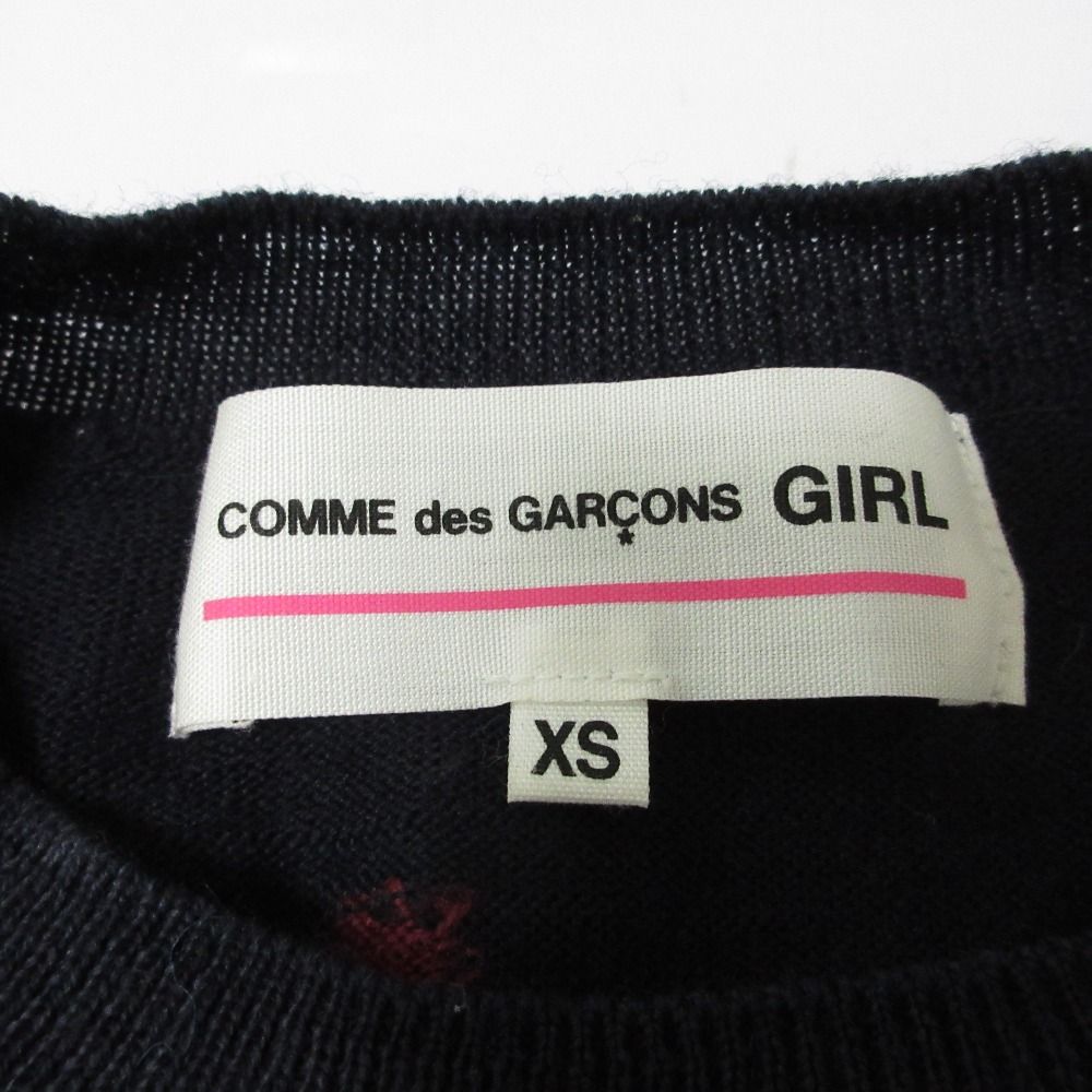良品 COMME des GARCONS GIRL コムデギャルソンガール ドットジャガード 長袖 ニット プルオーバー セーター NR-N011 XS ネイビー レディース 古着 中古 良品 COMME des GARCONS GIRL コムデギャルソンガール ドット