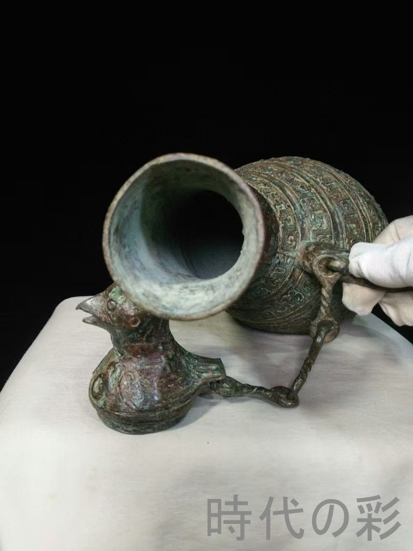 中国古美術 戦国青銅鳥蓋瓠壺