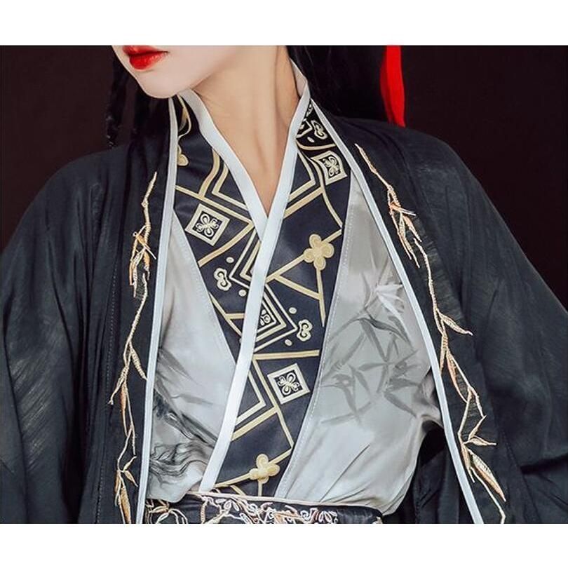 宋時代コスプレ衣装 竹柄プリント刺しゅう