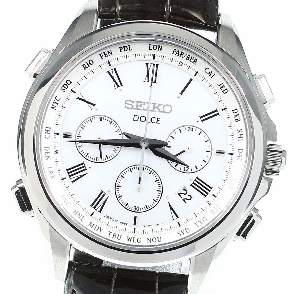 セイコー SEIKO SADA039/8B92-0AJ0 ドルチェ クロノグラフ ソーラー電波 メンズ美品箱・保証書付き_731675